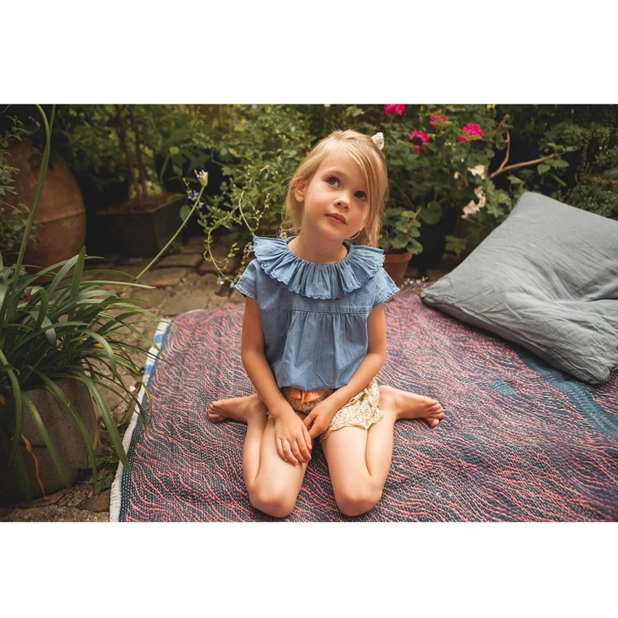 "LOUIS LOUISE Girls' Short Kaela Cotton Veil with Romantic Floral Design"