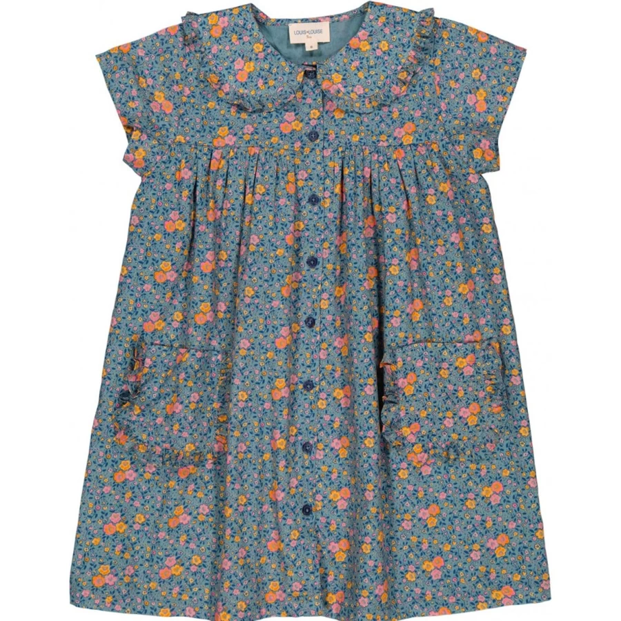 "LOUIS LOUISE Girls' Romantic Floral Cotton Dress - Blondie Veil Style"
