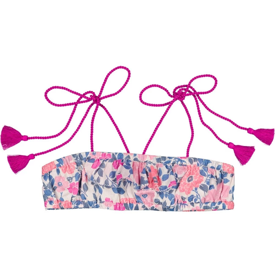 "LOUIS LOUISE Girls Vintage Floral Swimsuit Cotton Veil Bikini Swimwear"