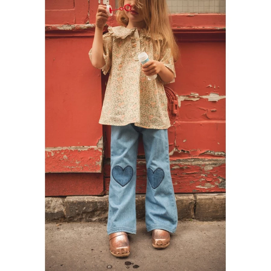 LOUIS LOUISE Girl's Denim Patchwork Trousers - Stylish Holly Design for Kids