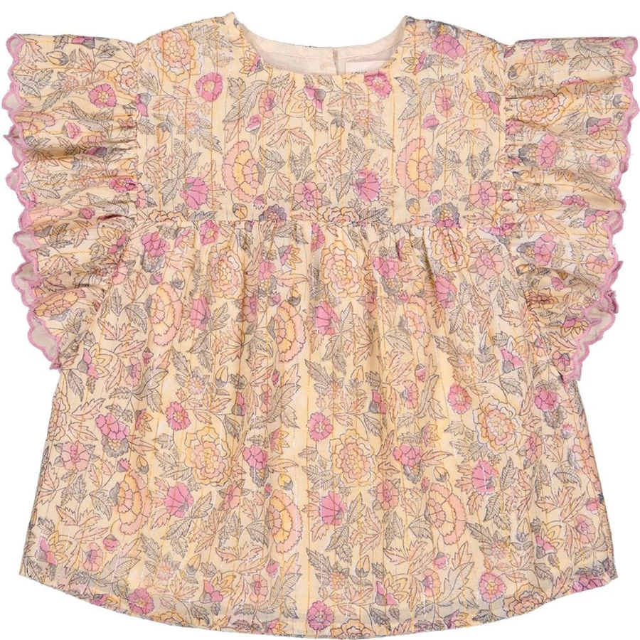 "LOUIS LOUISE Girls' Tunic Top - Floral Striped Lurex Design - Jasmine Indian Style"