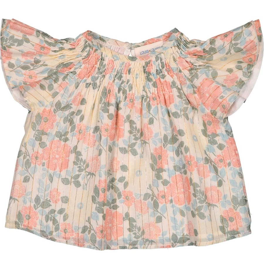 LOUIS LOUISE Baby Girls' Vintage Floral Lurex Striped Tunic Top - Soleil Stripe Design