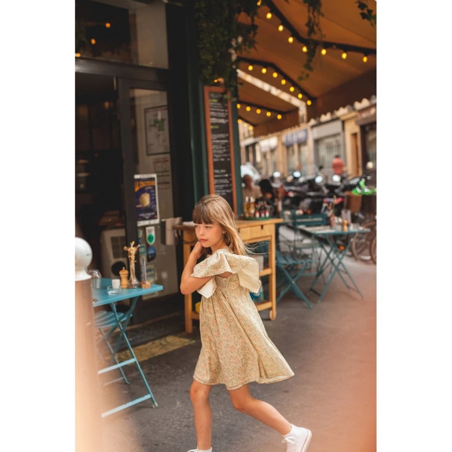 "LOUIS LOUISE Girls' Romantic Floral Cotton Dress - Mickaela Veil Style"