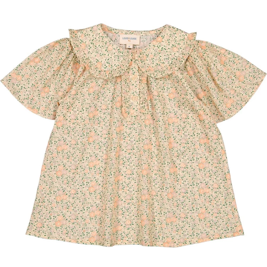 "LOUIS LOUISE Girls' Indira Cotton Tunic with Romantic Floral Veil"