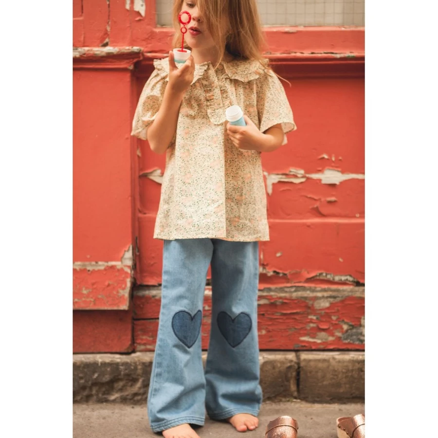 "LOUIS LOUISE Girls' Indira Cotton Tunic with Romantic Floral Veil"