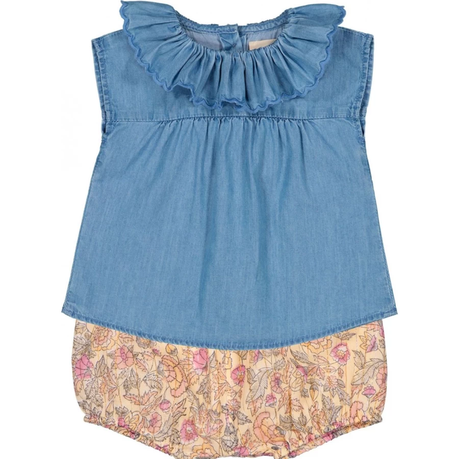 LOUIS LOUISE Baby Stripe Lurex Floral Bloomer London Indian-Inspired Outfit
