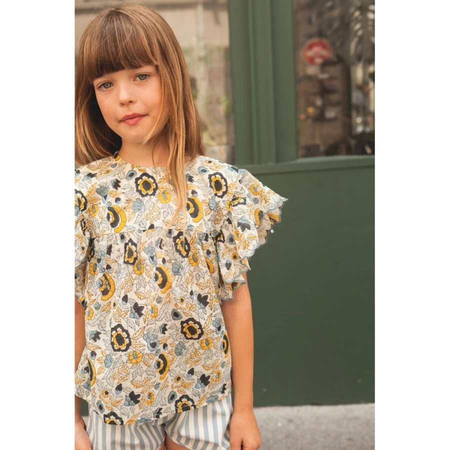 "LOUIS LOUISE Girls' Floral Tunic Top - Jasmine Cotton Veil Indian Embroidered Blouse"