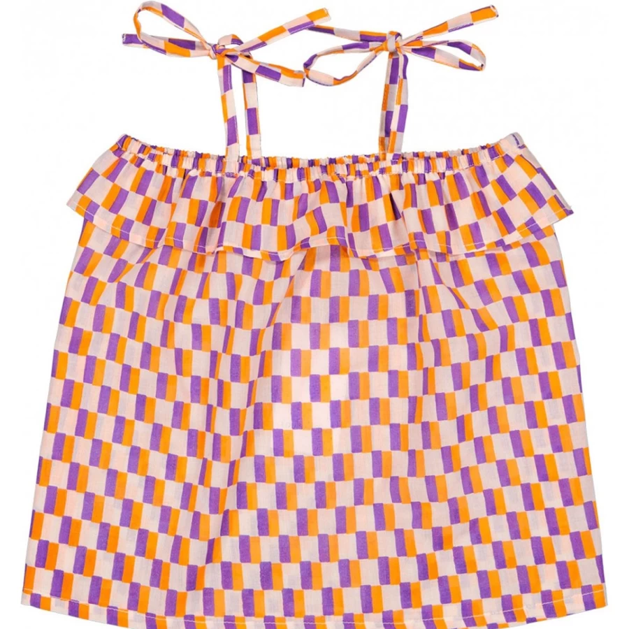 LOUIS LOUISE Girls' Geometric Print Cotton Tunic Dress with Parasol Veil