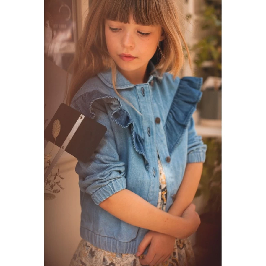 LOUISE LOUIS Girl's Denim Patchwork Jacket - Selma Style Distressed Design
