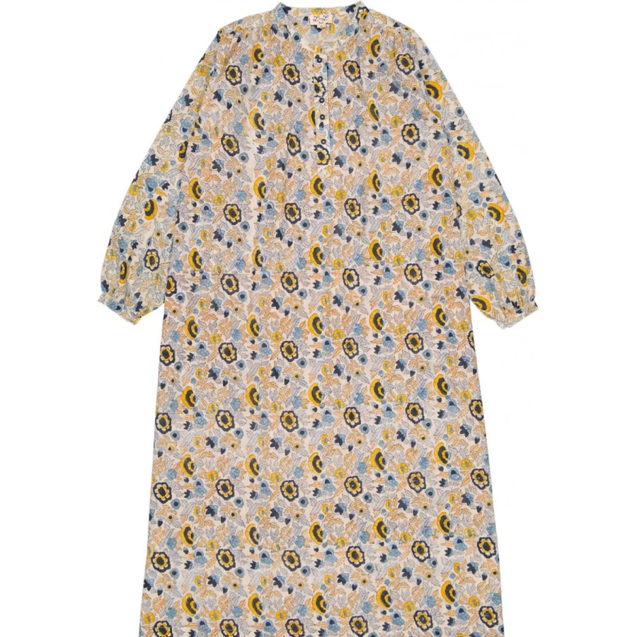 LOUIS LOUISE Women's Floral Embroidered Cotton Dress - Maggie Veil Indian Style Elegant Boho Chic