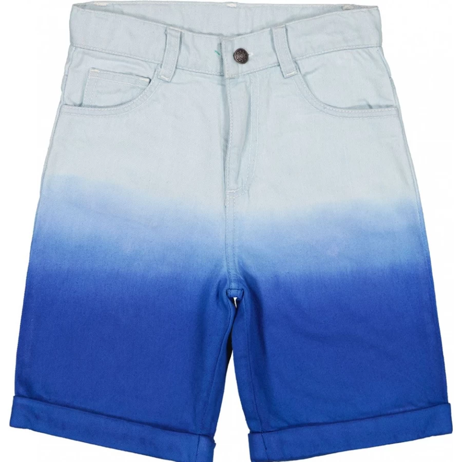 LOUIS LOUISE Boys' Dip Dye Denim Bermuda Shorts - Washed Blue Distressed Style