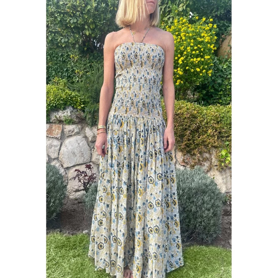 "LOUIS LOUISE Women's Floral Cotton Dress - Elegant Indian Veil Design for Women"