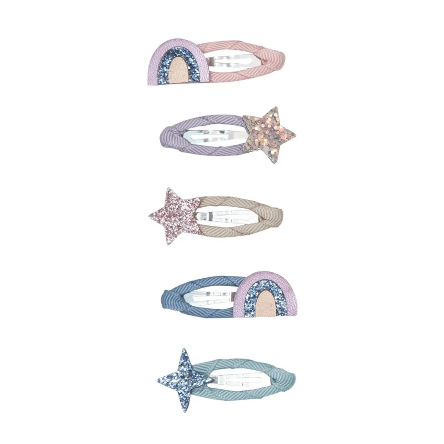 LOUIS LOUISE Mini Barrettes Hair Clips for Girls - Rainbow Stars Design