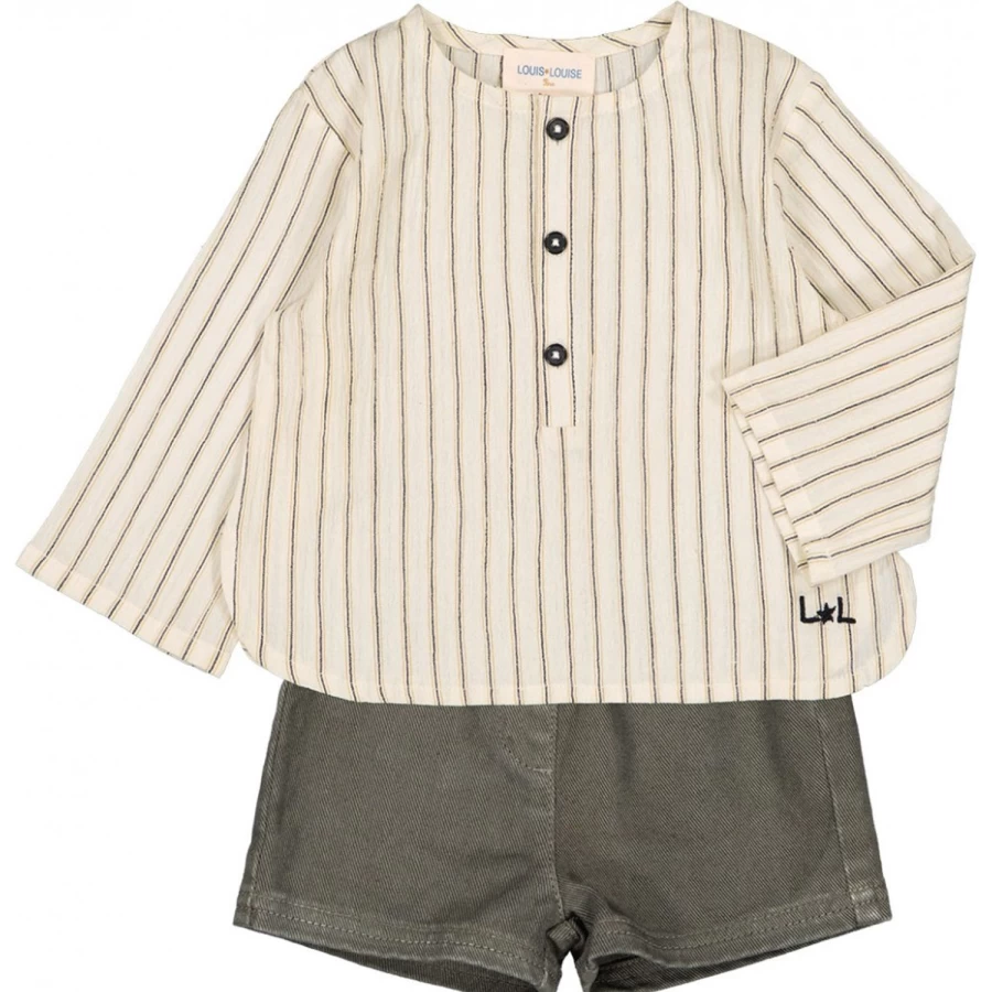 LOUIS LOUISE Baby Cotton Crepe Striped Shirt for Infants