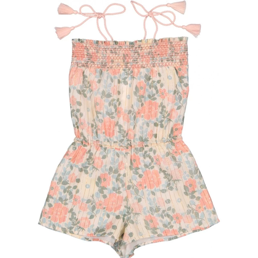 LOUIS LOUISE Girls' Vintage Floral Stripe Lurex Overalls - Melanie Style