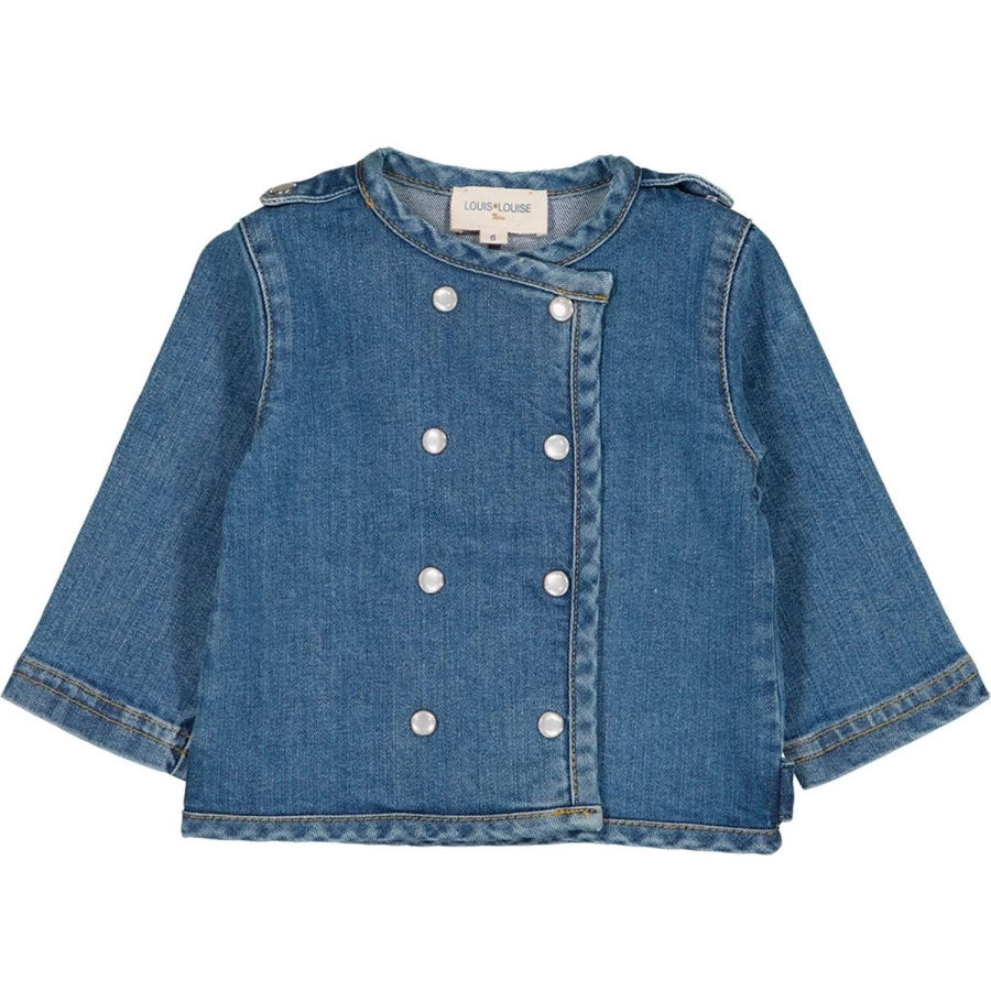 LOUIS LOUISE Baby Boys Denim Jacket - Lucien Dark Wash Blue Cotton Jacket for Infants