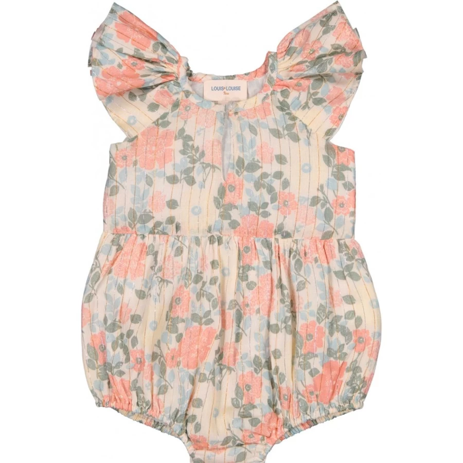 LOUIS LOUISE Baby Girls Vintage Floral Stripe Lurex Overalls Martina Romper