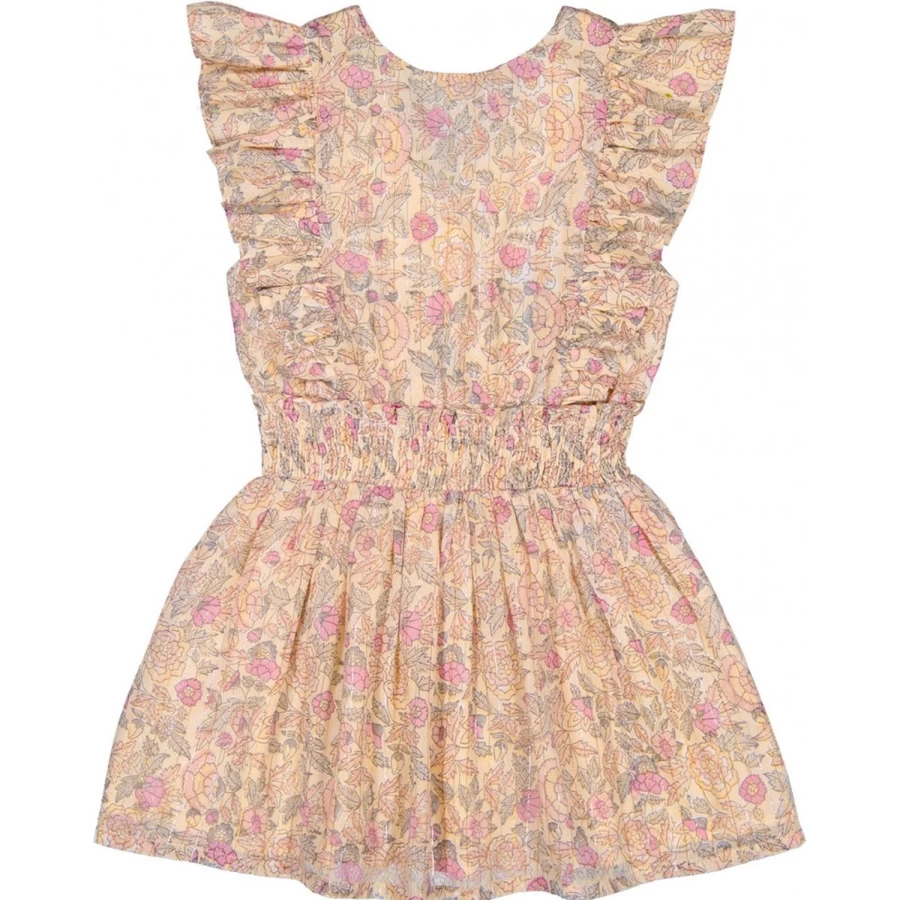 LOUIS LOUISE Girls Gilda Stripe Lurex Dress with Indian Floral Design