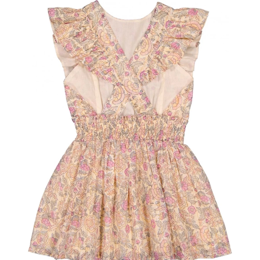 LOUIS LOUISE Girls Gilda Stripe Lurex Dress with Indian Floral Design
