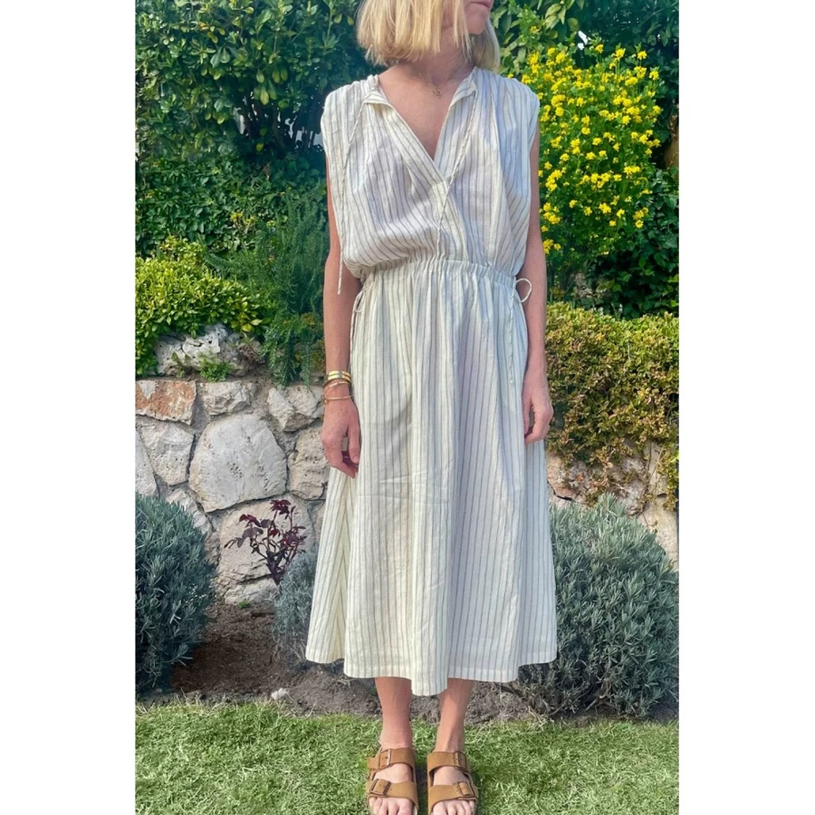 "LOUIS LOUISE Women's Yevanne Striped Cotton Crepe Dress"