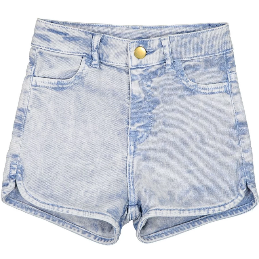 LOUIS LOUISE Andrea Washed Denim Shorts for Girls - Vintage Style High-Waisted Jeans