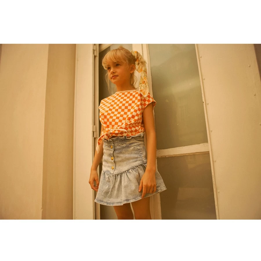 LOUIS LOUISE Girls Washed Denim Skirt - Pipeau Style for Casual Wear