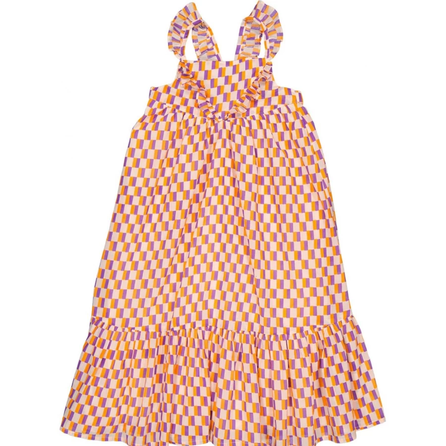 "LOUIS LOUISE Girl's Rosela Cotton Dress with Geometric Veil Design"