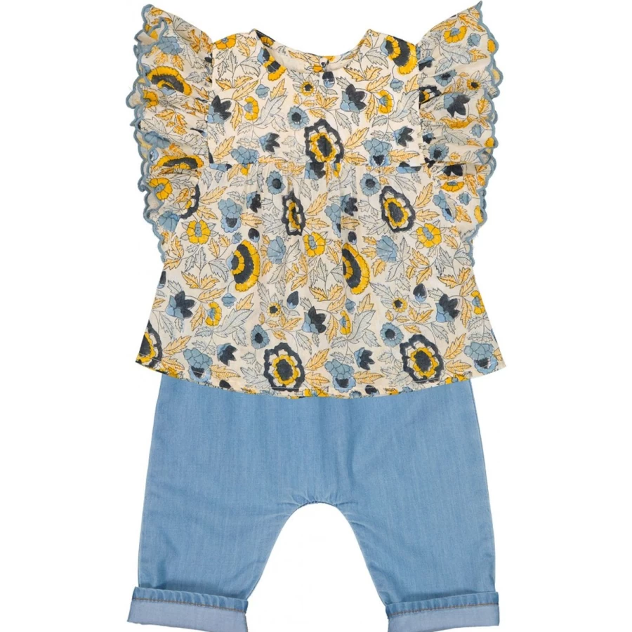 "LOUIS LOUISE Baby Girls' Floral Cotton Tunic Dress - Jasmine Indian Veil Style"