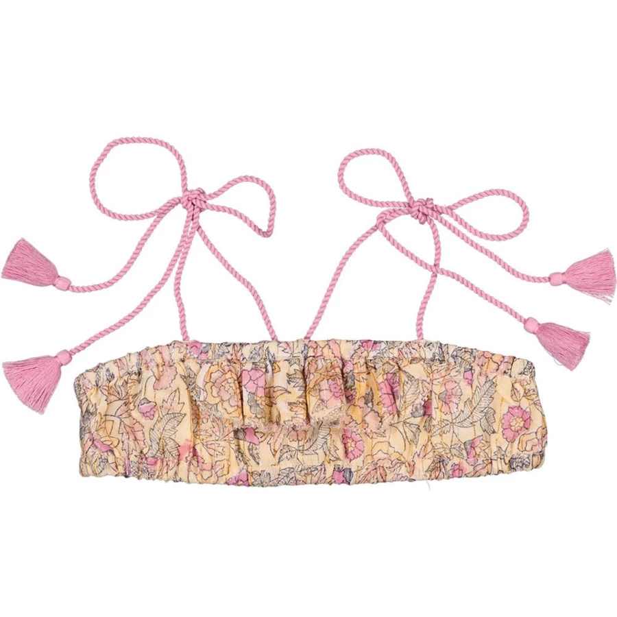 "LOUIS LOUISE Girls' Lurex Striped Swimsuit with Floral Design"