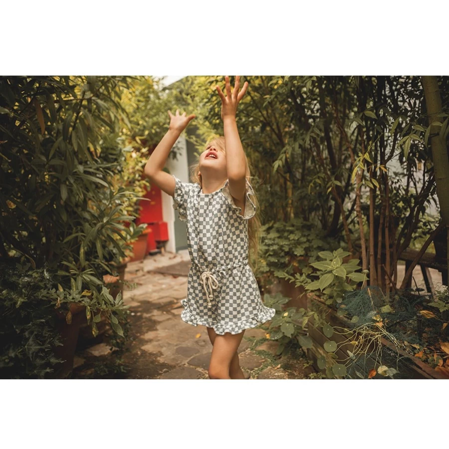 LOUIS LOUISE Girls' Pink Grapefruit Cotton Fleece Square Neck Overall
