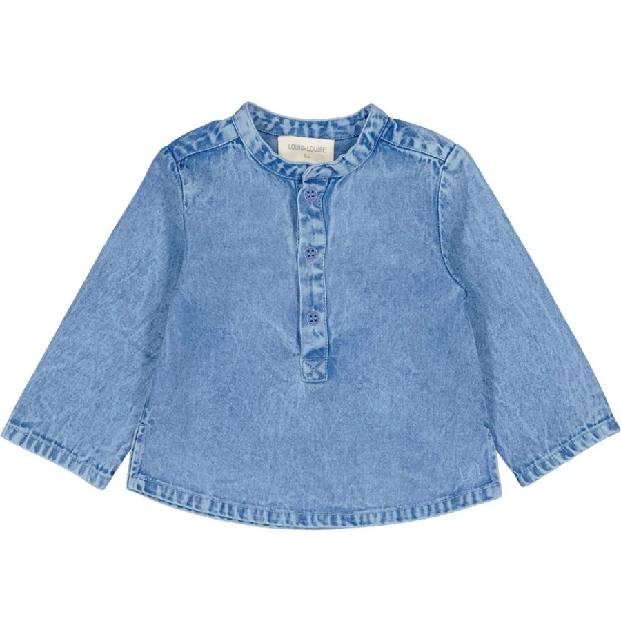 LOUIS LOUISE Baby Chambray Washed Shirt - Soft Grand-Pere Style for Infants