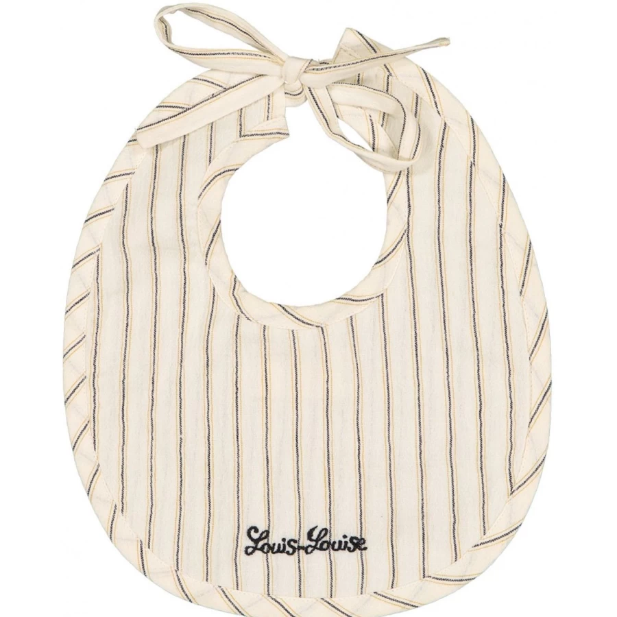LOUIS LOUISE Baby Bib Bulle Cotton Crepe Stripe - Soft & Stylish Infant Accessory