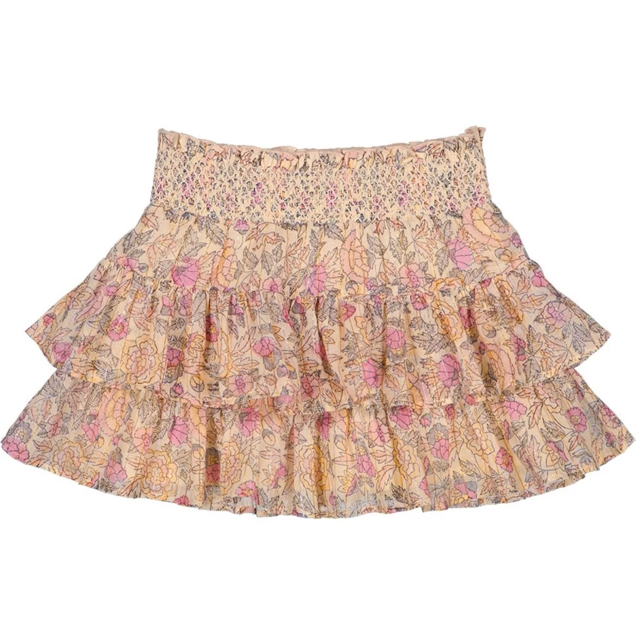 LOUIS LOUISE Girls Stripe Lurex Skirt with Indian Flower Design