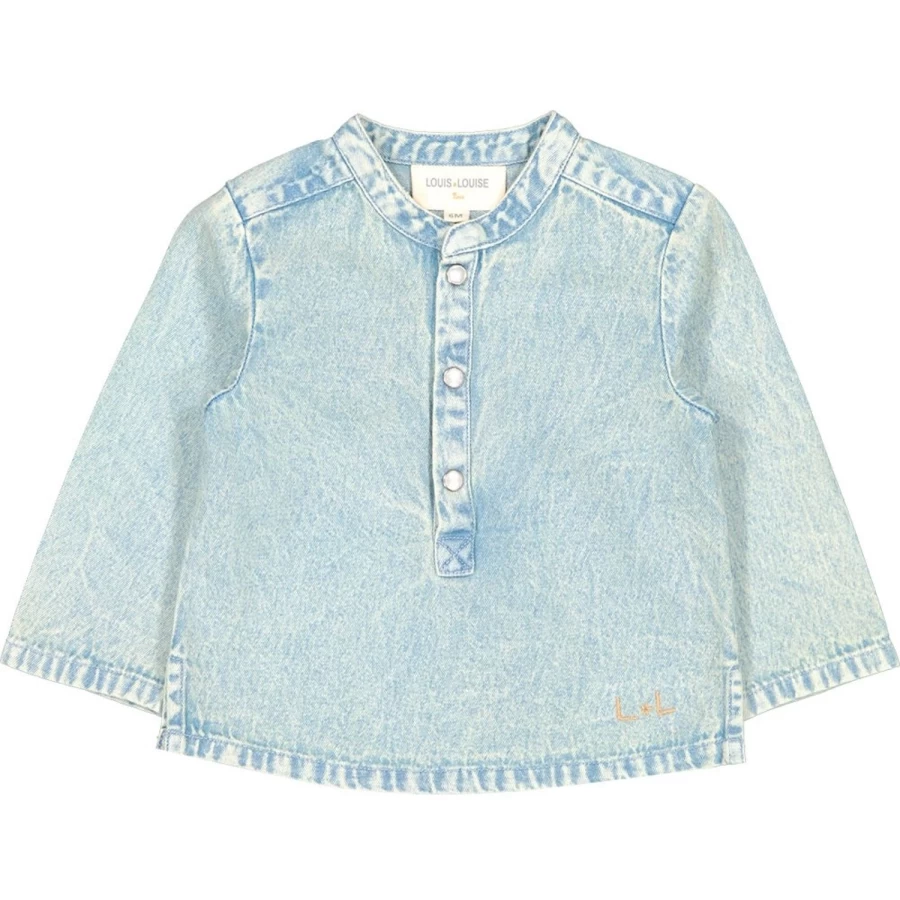 "LOUIS LOUISE Baby Chambray Shirt - Washed Grand-Pere Style for Infants"