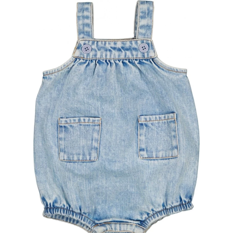 LOUIS LOUISE Baby Overall Aurelien Denim Washed - Soft Washed Denim Overalls for Infants