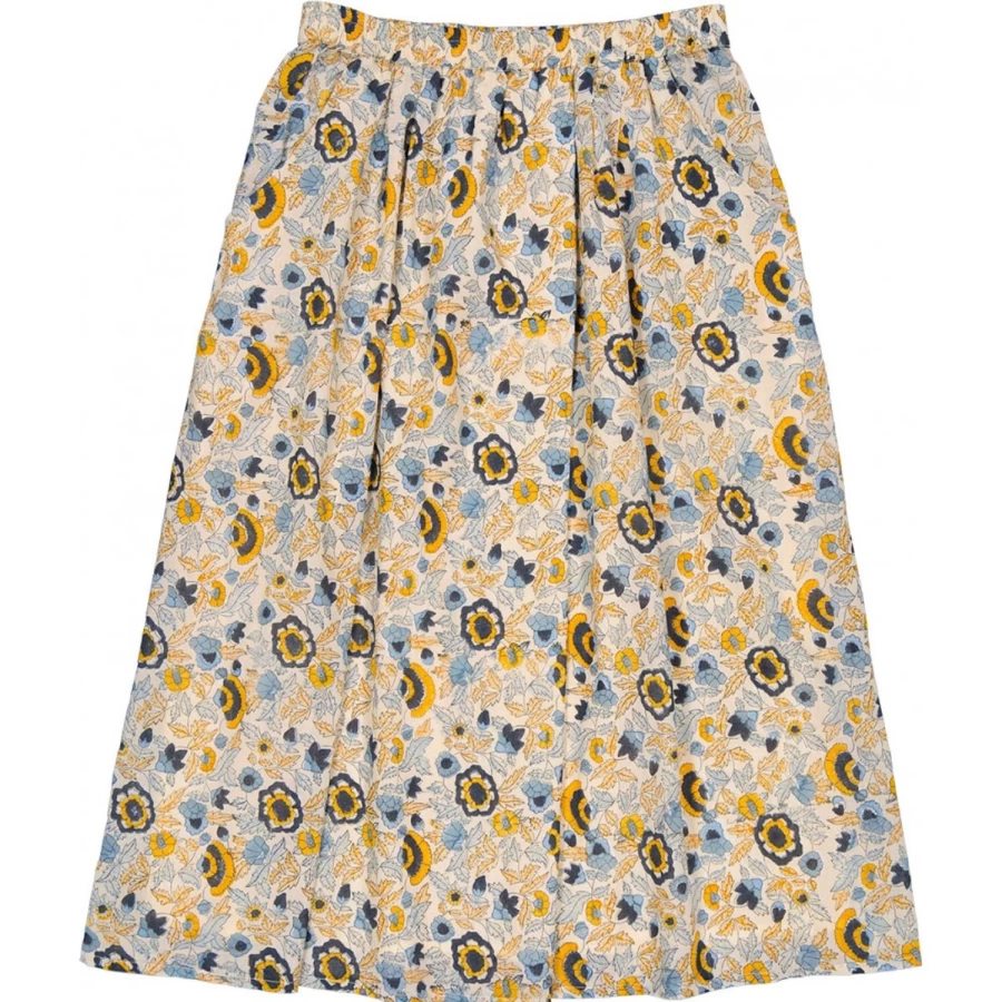"LOUIS LOUISE Women's Cotton Skirt with Floral Print - Craquette Veil Style"
