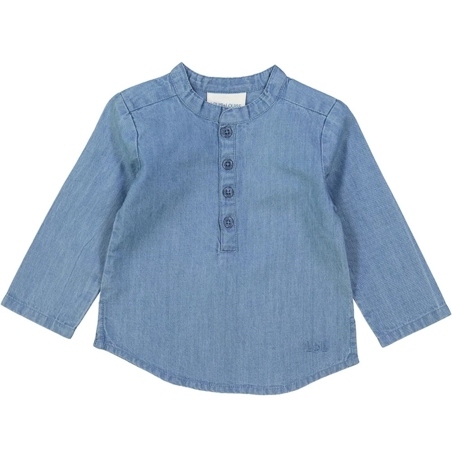 LOUIS LOUISE Baby Chambray Shirt - Grand Pere Style Comfortable Cotton Top for Infants