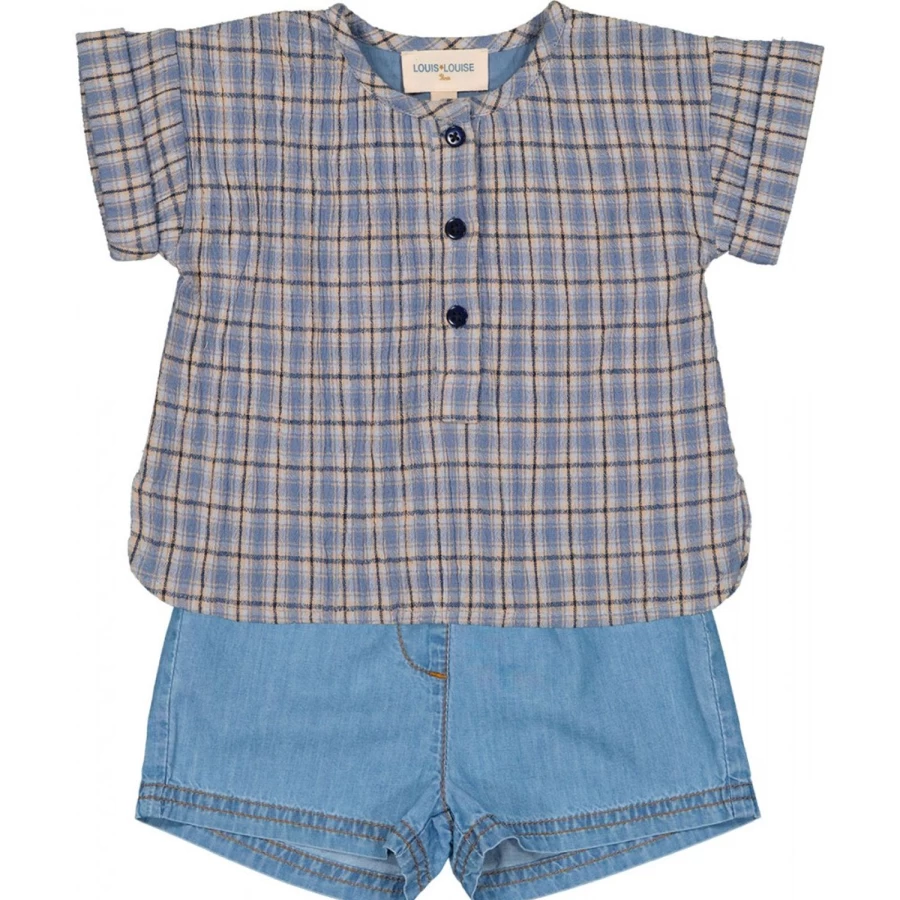 LOUIS LOUISE Baby Cotton Crepe Tartan Shirt - Soft & Comfortable Infant Top