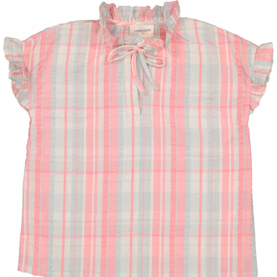 "LOUIS LOUISE Girl's Tunic Marcia - Cotton Crepe Madras Top for Girls"