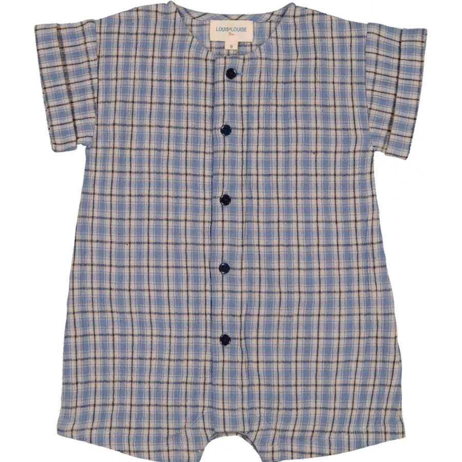 LOUIS LOUISE Baby Overall Hawai Cotton Crepe Tartan Romper for Infants