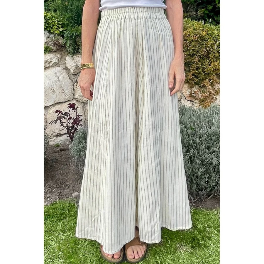 LOUIS LOUISE Women's Duchesse Cotton Crepe Striped Skirt