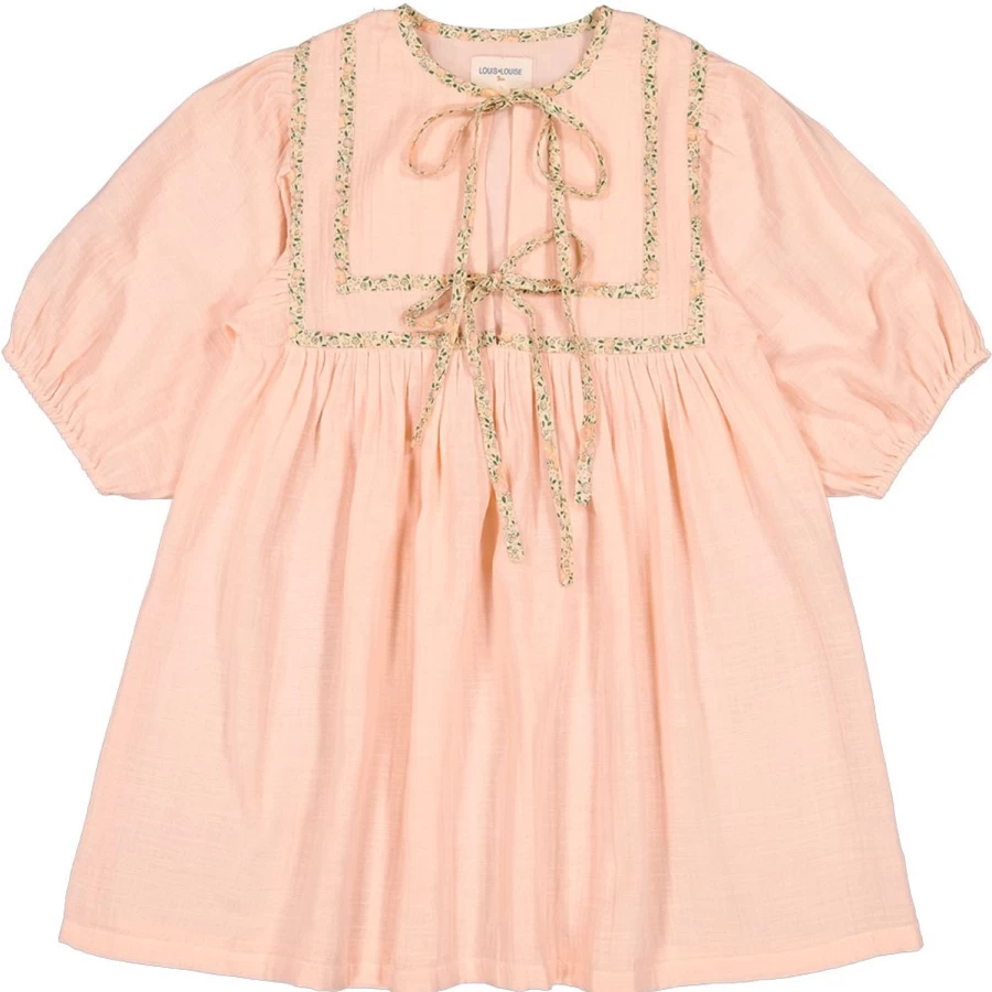 LOUIS LOUISE Girls' Paula Cotton Double Gauze Dress - Soft & Breathable Summer Dress