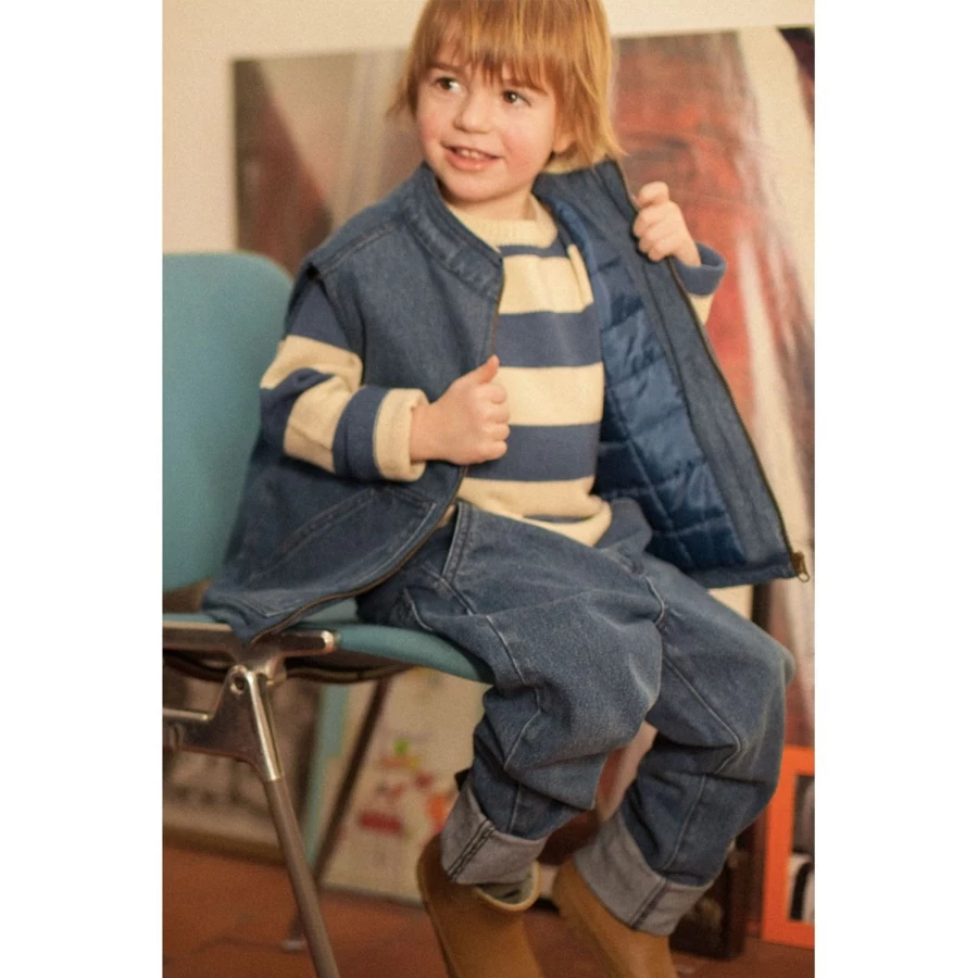 "LOUIS LOUISE Girls' Washed Denim Jacket | Distressed Road Style"