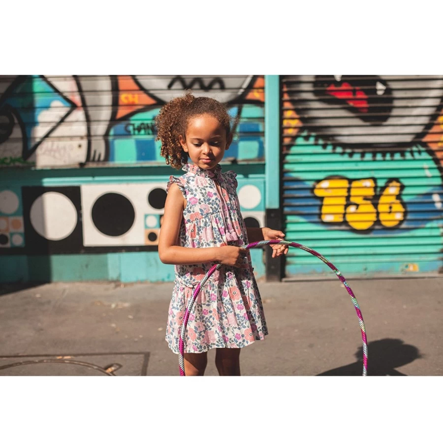 "LOUIS LOUISE Girls Vintage Floral Dress - Breathable Goa Cotton Veil for Kids"