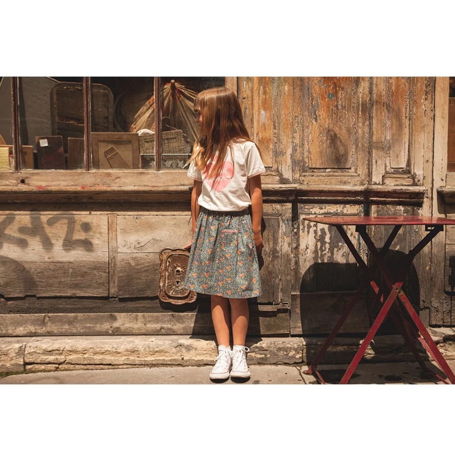 "LOUIS LOUISE Girls' Floral Cotton Skirt - Romantic Miaou Veil Design"