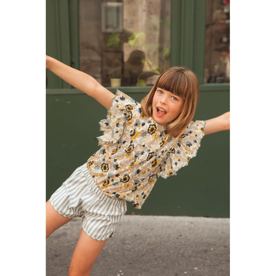LOUIS LOUISE Girls' Short Georginette Big Stripe Top - Chic Striped Tee for Kids