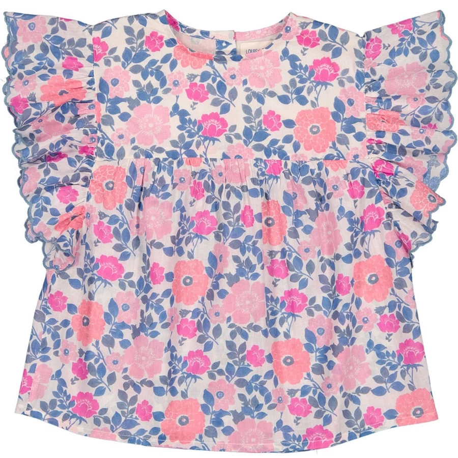 "LOUIS LOUISE Girls Vintage Floral Tunic Top - Jasmine Cotton Veil Elegant Blouse"