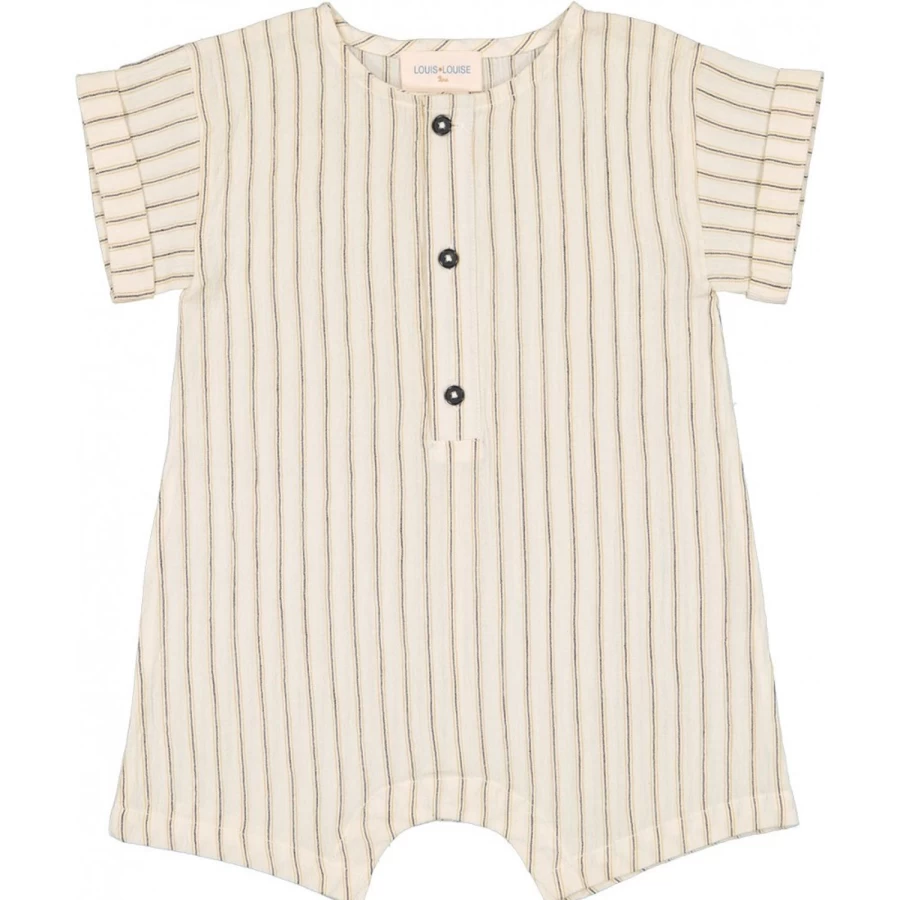 LOUIS LOUISE Baby Girls' Cotton Crepe Striped Overall Hawai Romper