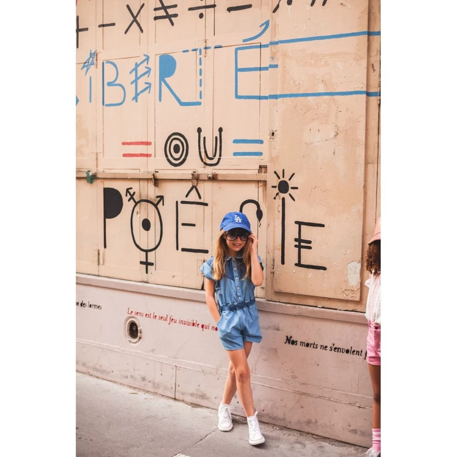 LOUISE LOUISE Girls' Denim Overall with Patchwork Design - Patricia Style