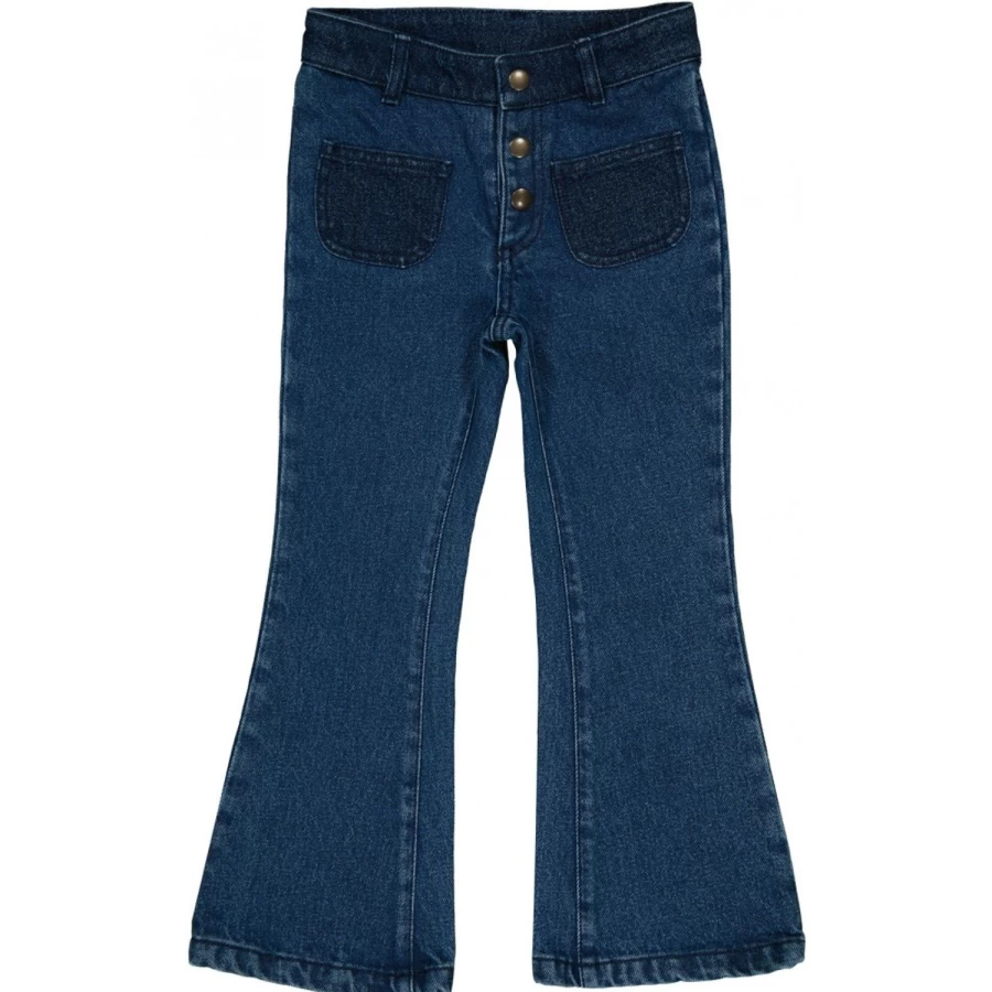 LOUIS LOUISE Girl's Christie Washed Denim Trousers for Comfort and Style